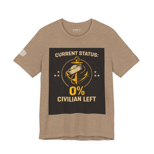 0% Civilian Left – Navy Veteran T-Shirt